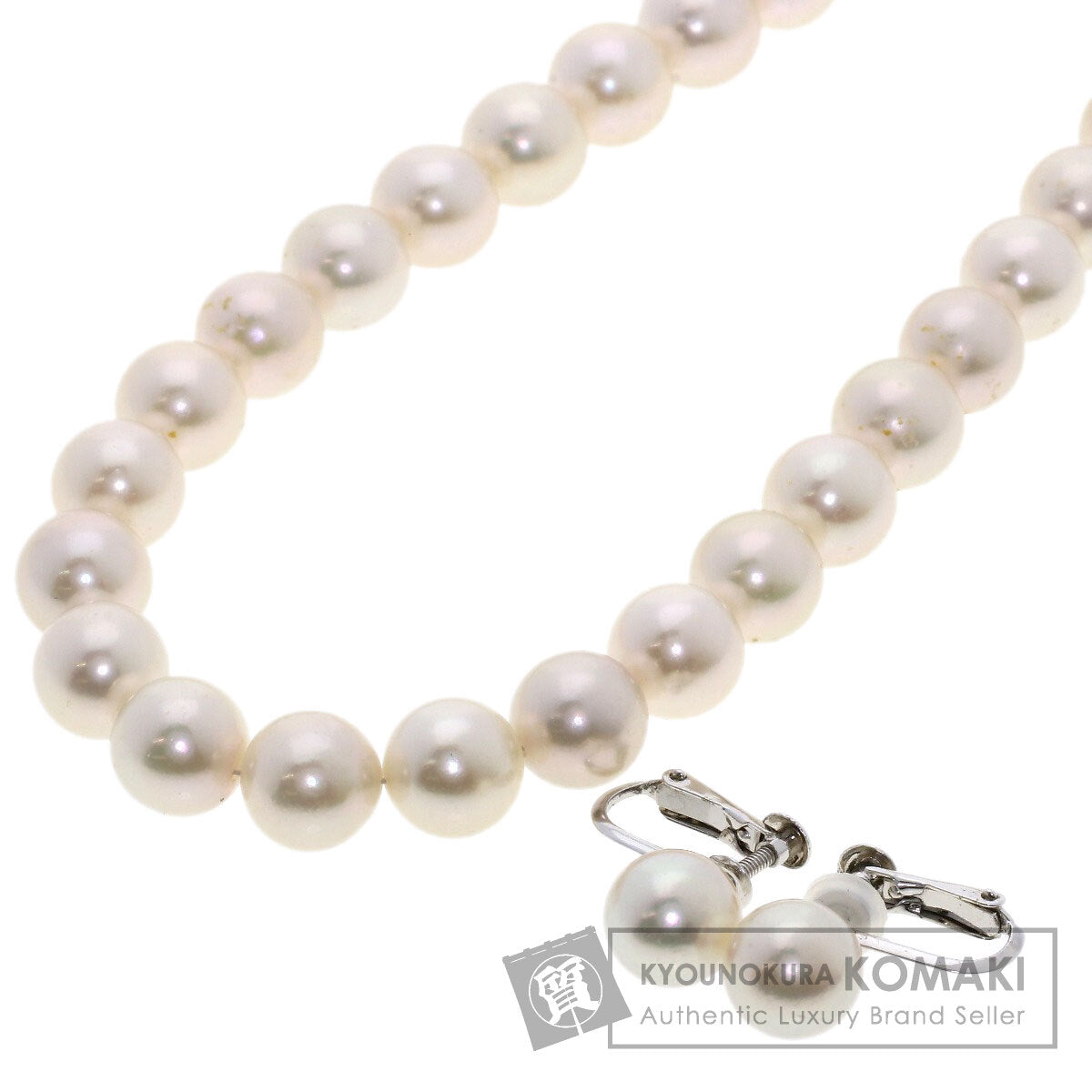 Akoya Pearl Pearl Earring Set Necklace Silver  47.3g　Ladies