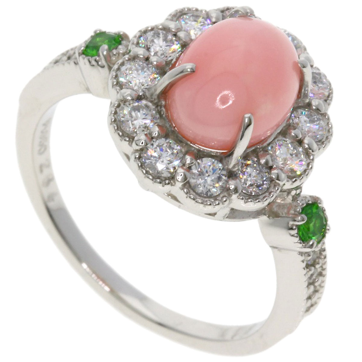 2.64ct Conch Pearl Pearl Demantoid Garnet Diamond Ring Platinum PT950  6g　Ladies