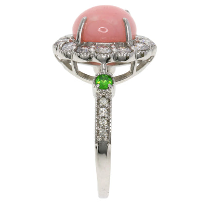 2.64ct Conch Pearl Pearl Demantoid Garnet Diamond Ring Platinum PT950  6g　Ladies