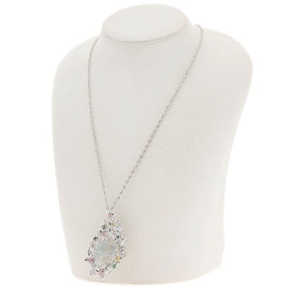 4.39ct Opal Diamond Colored Stone Necklace K18 White Gold K14WG 23.56g　Ladies