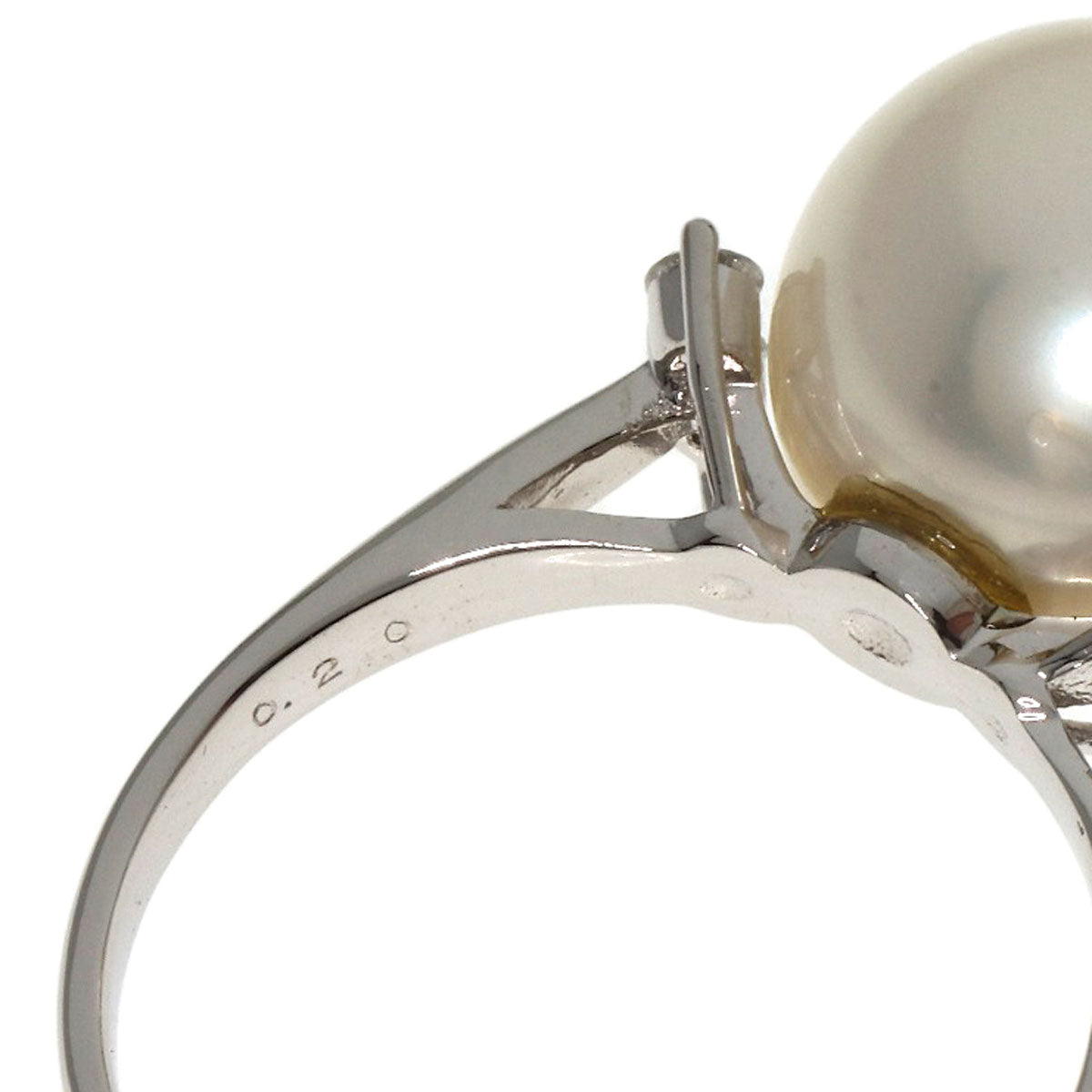 Pearl Pearl Diamond Ring Platinum PT900  7.1g　Ladies