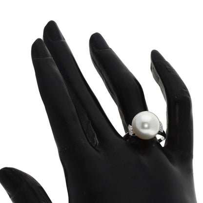 Pearl Pearl Diamond Ring Platinum PT900  7.1g　Ladies