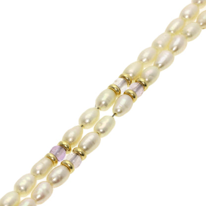 Freshwater Pearl Crystal Necklace K18 Yellow Gold  8g　Ladies