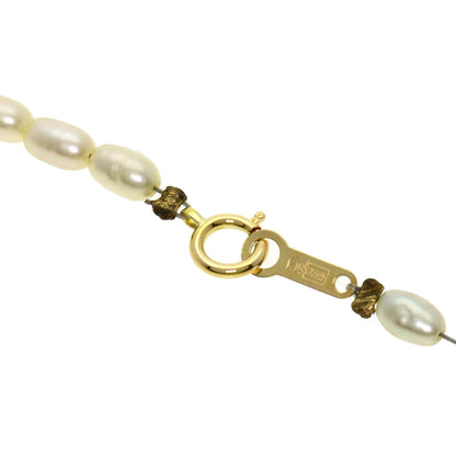 Freshwater Pearl Crystal Necklace K18 Yellow Gold  8g　Ladies