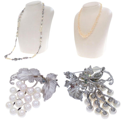 7-piece Brooch Earring Set Necklace Metal SV 37g　Ladies