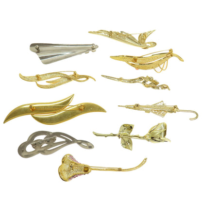 Brooch, set of 10 Brooch Metal 17.5g　Ladies