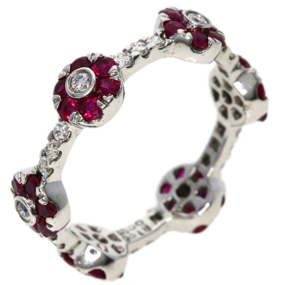 1.06ct Ruby Diamond Ring K18 White Gold  3.6g　Ladies