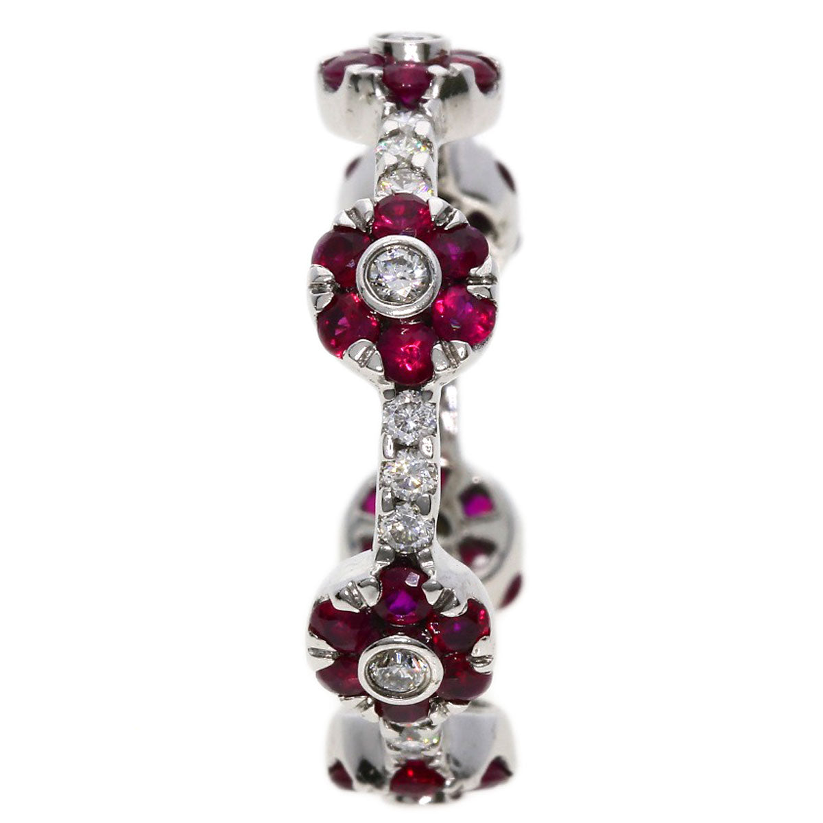1.06ct Ruby Diamond Ring K18 White Gold  3.6g　Ladies