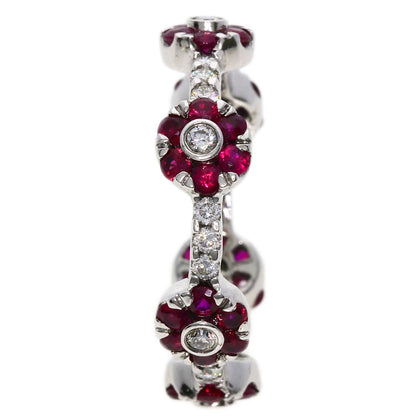 1.06ct Ruby Diamond Ring K18 White Gold  3.6g　Ladies