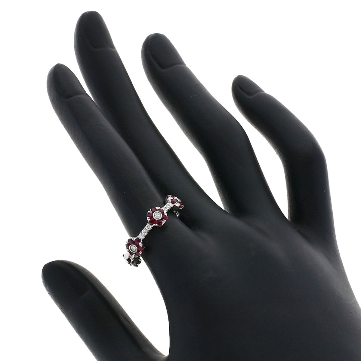 1.06ct Ruby Diamond Ring K18 White Gold  3.6g　Ladies