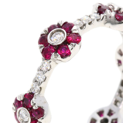1.06ct Ruby Diamond Ring K18 White Gold  3.6g　Ladies