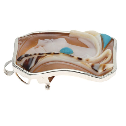 Cameo Rosario Mennella Brooch K18 White Gold  16g　Ladies