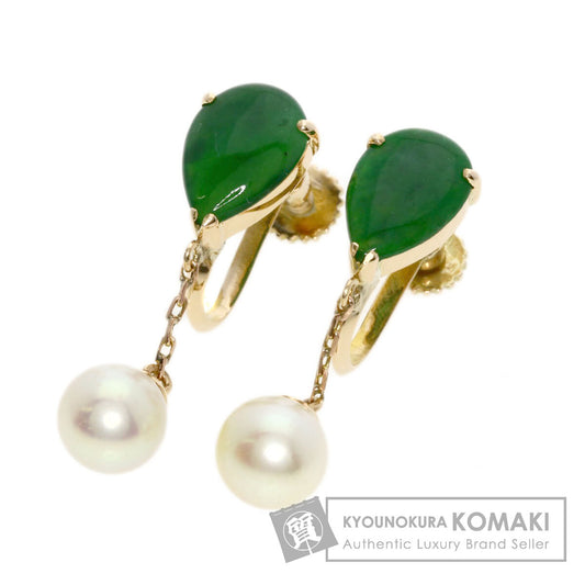 Jade Jade stone Pearl Pearl Earring 14K  3.6g　Ladies