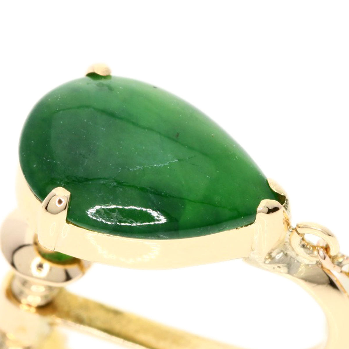 Jade Jade stone Pearl Pearl Earring 14K  3.6g　Ladies