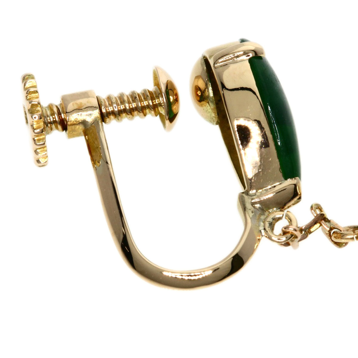 Jade Jade stone Pearl Pearl Earring 14K  3.6g　Ladies