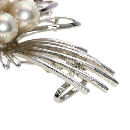 Akoya Pearl Pearl Ruby Brooch K14 White Gold  12.3g　Ladies