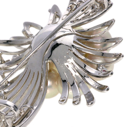 Akoya Pearl Pearl Ruby Brooch K14 White Gold  12.3g　Ladies