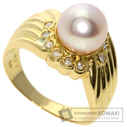 0.12ct Pearl Pearl Diamond Ring K18 Yellow Gold  5.7g　Ladies