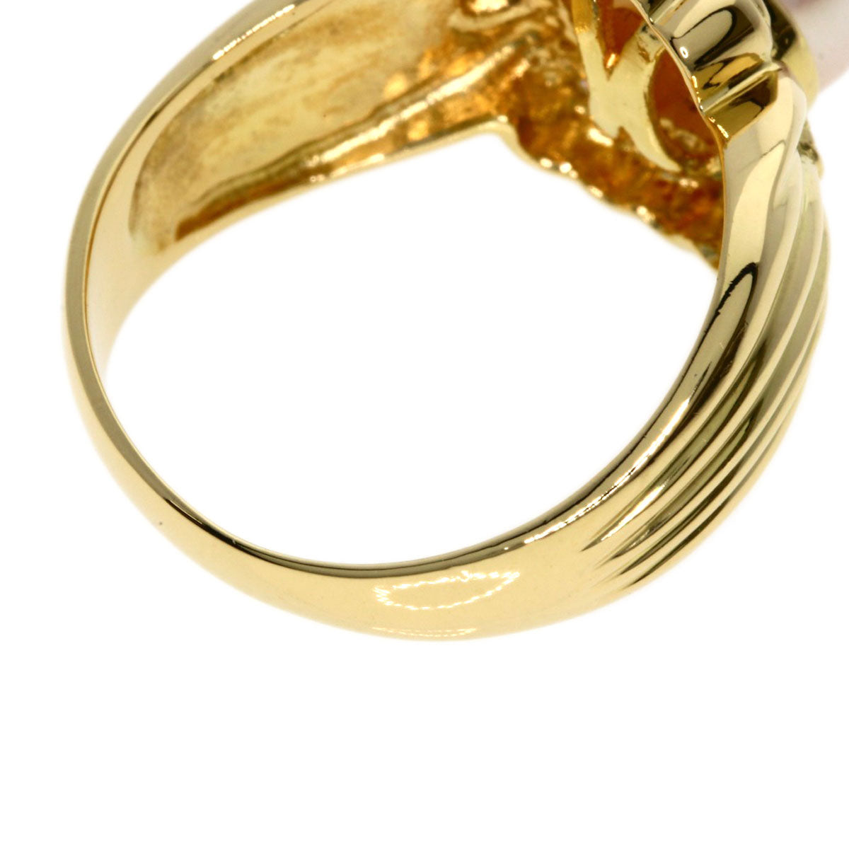 0.12ct Pearl Pearl Diamond Ring K18 Yellow Gold  5.7g　Ladies