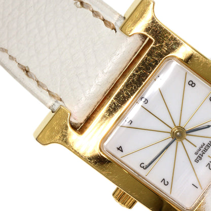 HERMES H watch Watches HH1.201 Gold Plated/Leather Ladies