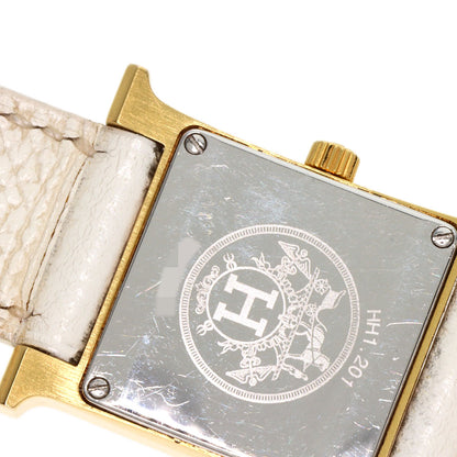 HERMES H watch Watches HH1.201 Gold Plated/Leather Ladies