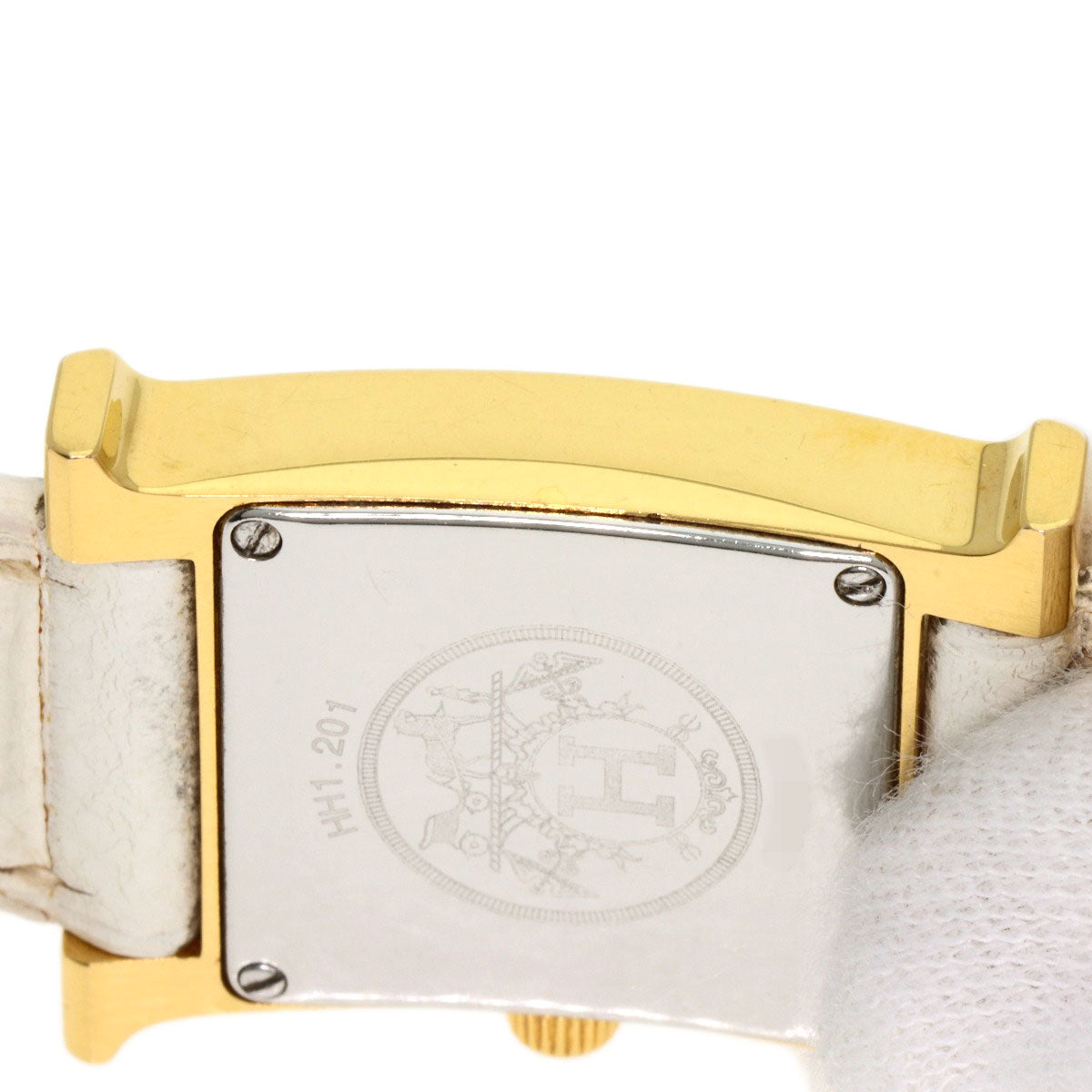 HERMES H watch Watches HH1.201 Gold Plated/Leather Ladies