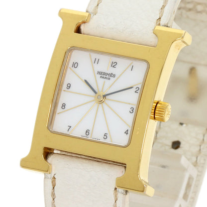 HERMES H watch Watches HH1.201 Gold Plated/Leather Ladies