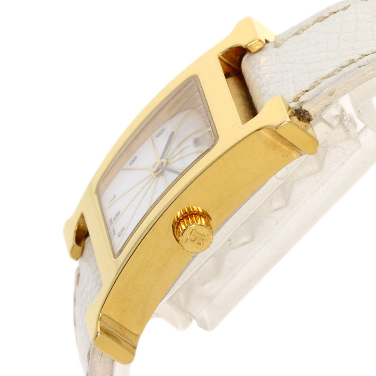 HERMES H watch Watches HH1.201 Gold Plated/Leather Ladies