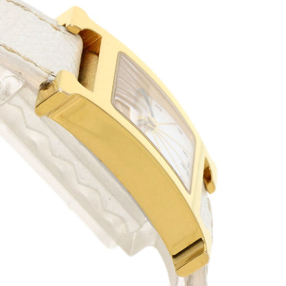 HERMES H watch Watches HH1.201 Gold Plated/Leather Ladies