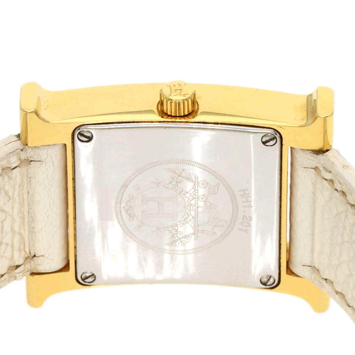 HERMES H watch Watches HH1.201 Gold Plated/Leather Ladies