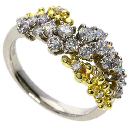 0.8ct Diamond Ring Platinum PT900 18K Yellow Gold 6.4g　Ladies