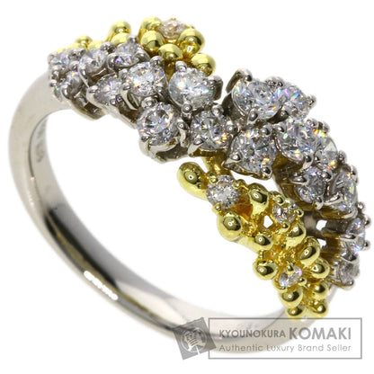 0.8ct Diamond Ring Platinum PT900 18K Yellow Gold 6.4g　Ladies