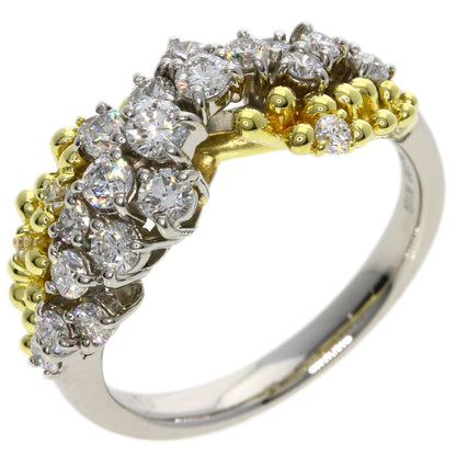 0.8ct Diamond Ring Platinum PT900 18K Yellow Gold 6.4g　Ladies