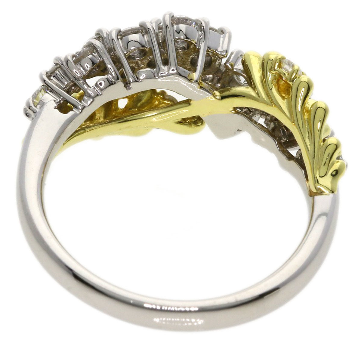 0.8ct Diamond Ring Platinum PT900 18K Yellow Gold 6.4g　Ladies