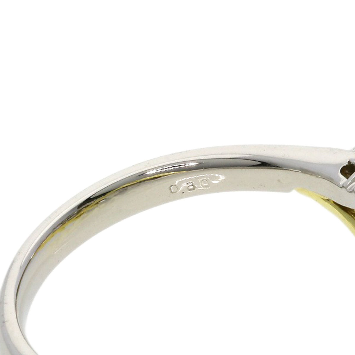 0.8ct Diamond Ring Platinum PT900 18K Yellow Gold 6.4g　Ladies