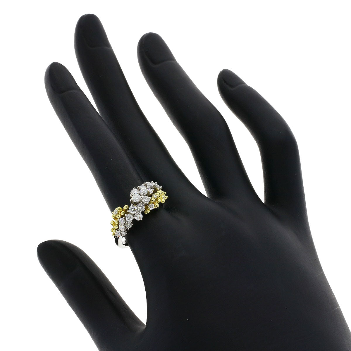 0.8ct Diamond Ring Platinum PT900 18K Yellow Gold 6.4g　Ladies