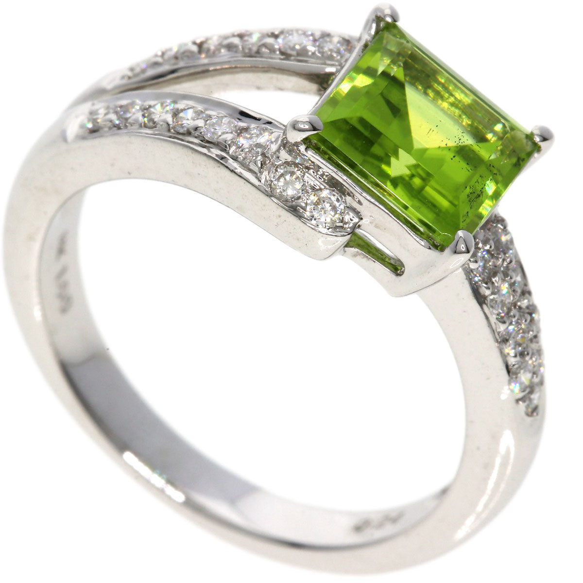 1.6ct Peridot Diamond Ring 18K  5.6g　Ladies