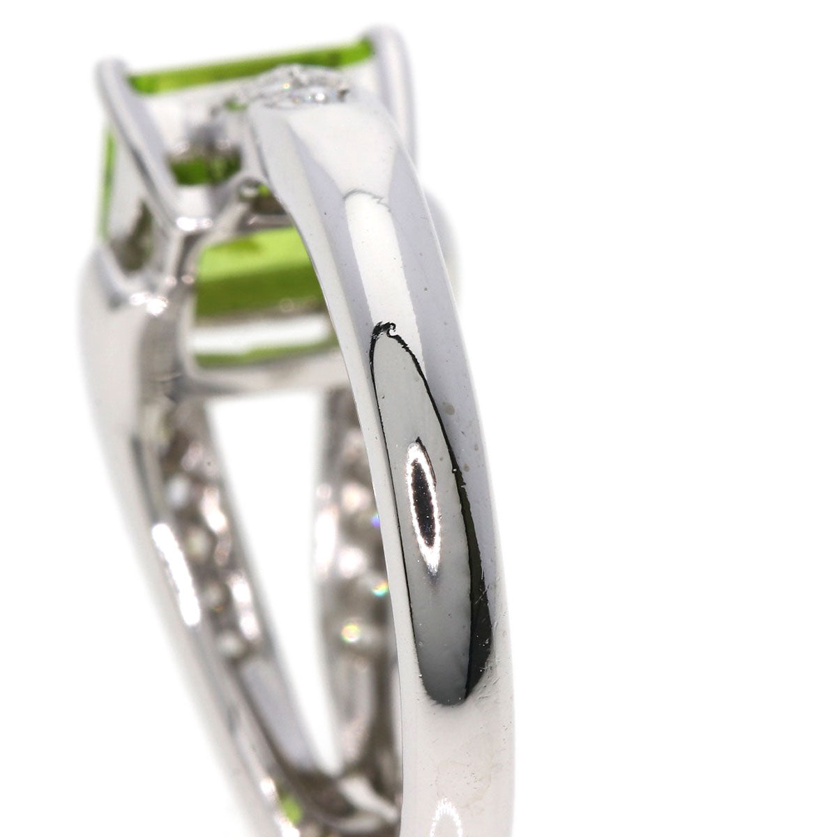 1.6ct Peridot Diamond Ring 18K  5.6g　Ladies