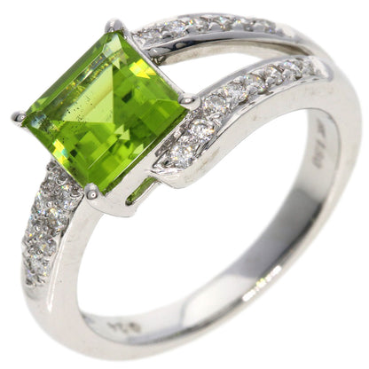 1.6ct Peridot Diamond Ring 18K  5.6g　Ladies