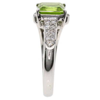 1.6ct Peridot Diamond Ring 18K  5.6g　Ladies