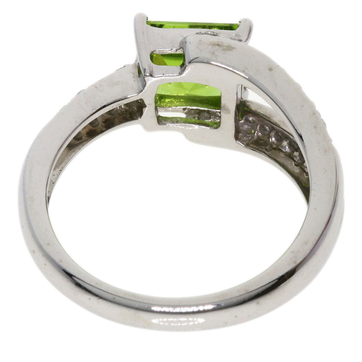 1.6ct Peridot Diamond Ring 18K  5.6g　Ladies