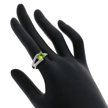 1.6ct Peridot Diamond Ring 18K  5.6g　Ladies