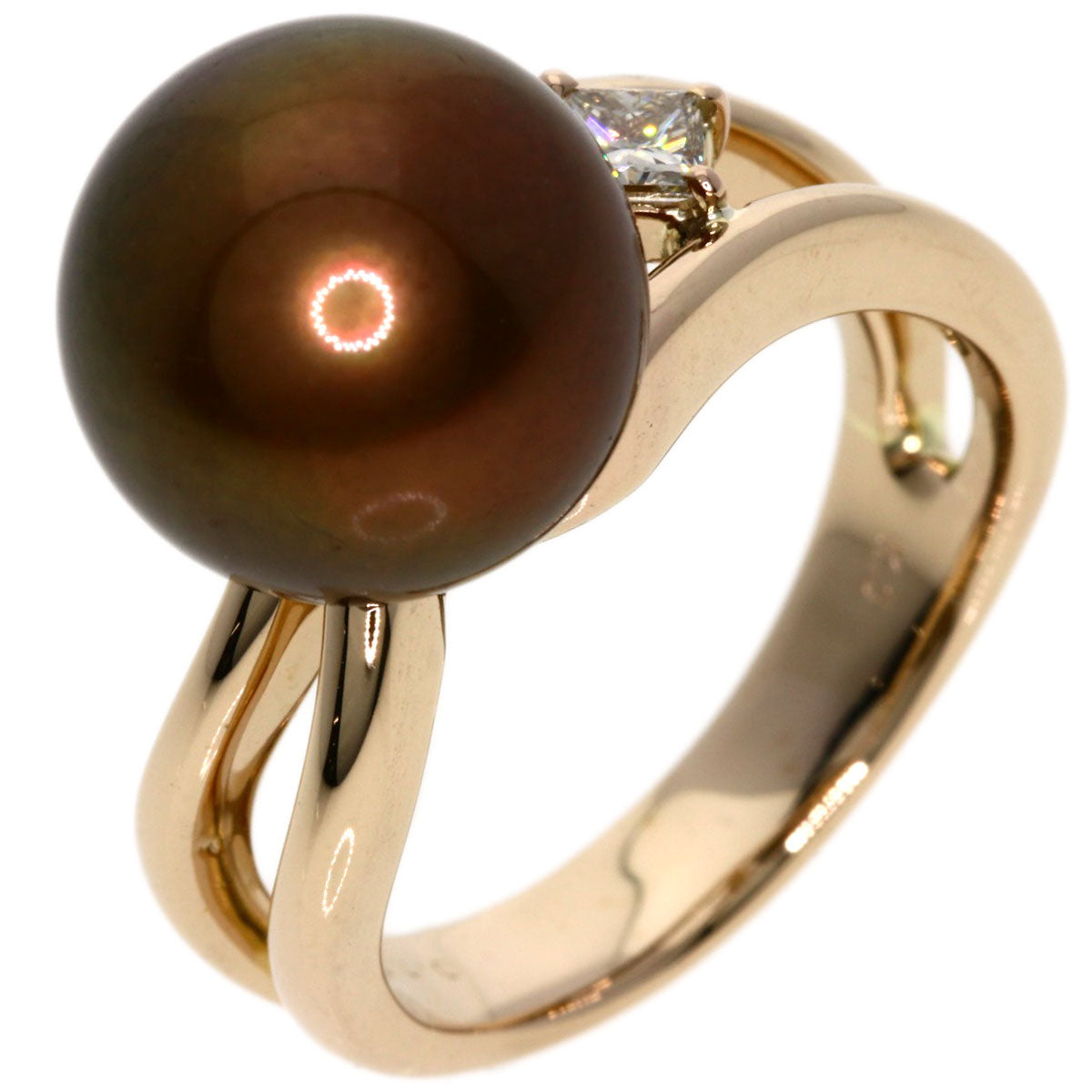 Pearl Pearl Diamond Ring K18 Pink Gold  8.5g　Ladies