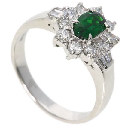 0.57ct Green Garnet Diamond Ring Platinum PT900  4.4g　Ladies