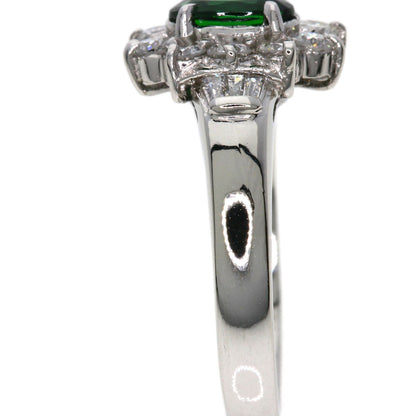 0.57ct Green Garnet Diamond Ring Platinum PT900  4.4g　Ladies
