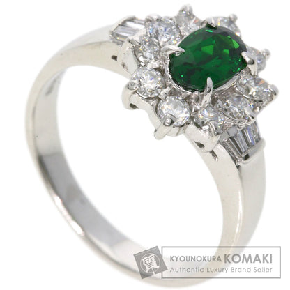 0.57ct Green Garnet Diamond Ring Platinum PT900  4.4g　Ladies