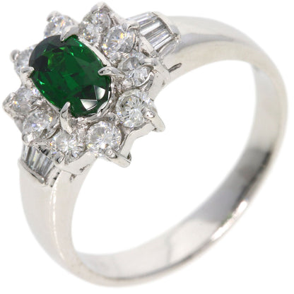 0.57ct Green Garnet Diamond Ring Platinum PT900  4.4g　Ladies