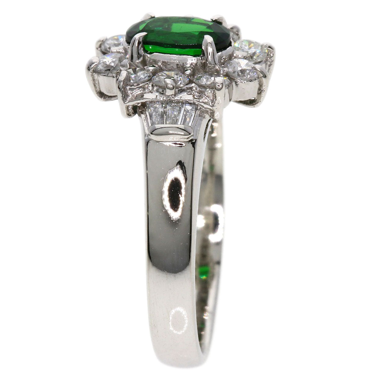 0.57ct Green Garnet Diamond Ring Platinum PT900  4.4g　Ladies