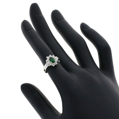 0.57ct Green Garnet Diamond Ring Platinum PT900  4.4g　Ladies