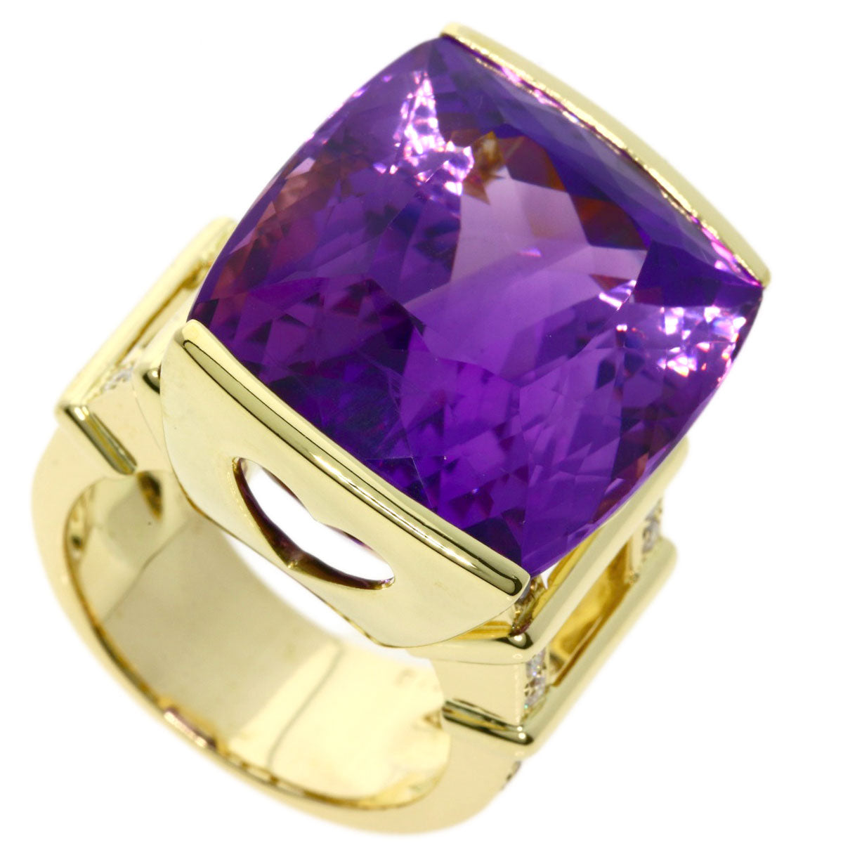 43.12ct Amethyst Diamond Ring K18 Yellow Gold  35g　Ladies